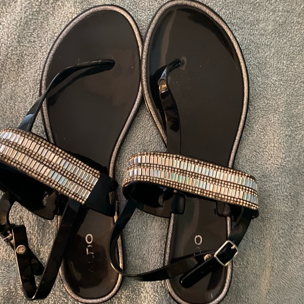 Elegant Black and Silver Women's Sandals